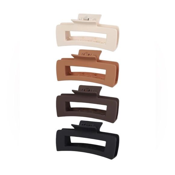 NWT (4) Large Hair Claw Clips 4.1" Non-slip Big Square Matte Banana Clips - Picture 1 of 5